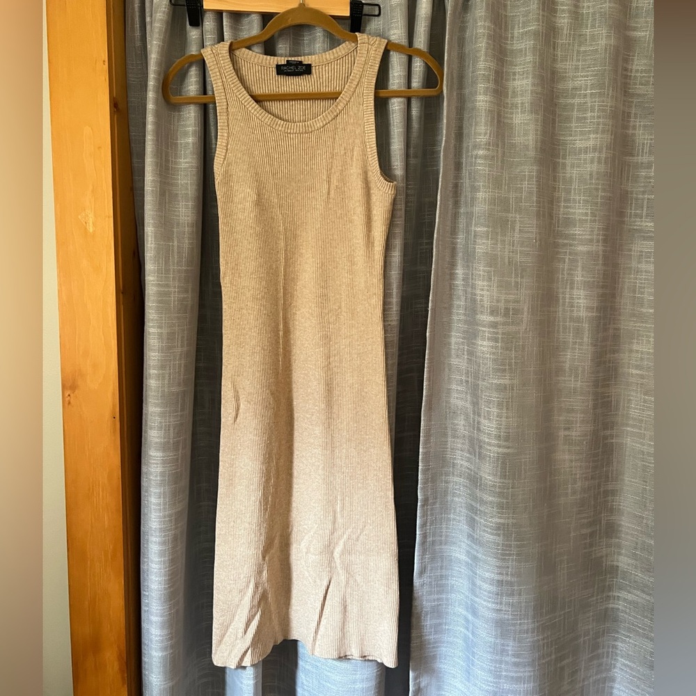 Beige Ribbed Midi Dress